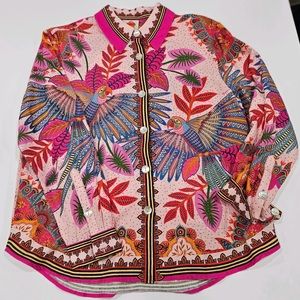 FARM Rio Pink Multicolor Tropical Print Top